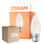 Multipack 10x Osram LED B22D Candle Filament Frosted 4W 470lm - 827 Extra Warm White | Replaces 40W