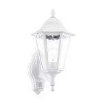 Eglo Wall Light Navedo Aluminium White | IP44 - Suitable for 1x E27 - Motion Sensor